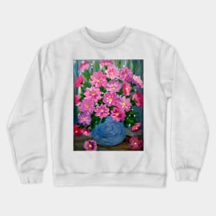 Some beautiful and lovely boutique of pinks and purple flowers in a glass vase Crewneck Sweatshirt